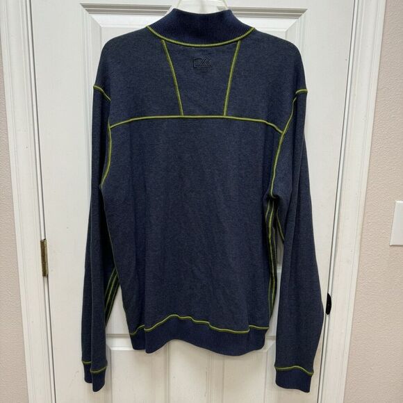 Rare Cutter & Buck Men's Full Zip Reversible Sweater Blue Green *read* No Sz Tag - Picture 3 of 9